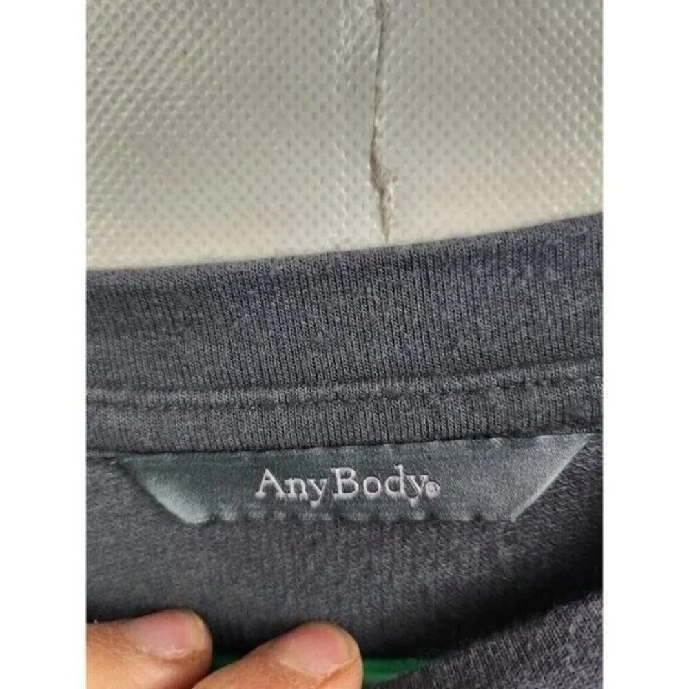 AnyBody Womens Sweatshirt Small Gray‎ Tan French Terry Animal Print Loungewear